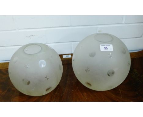 Two opaque glass globular light shades, largest 20cm high (2) 