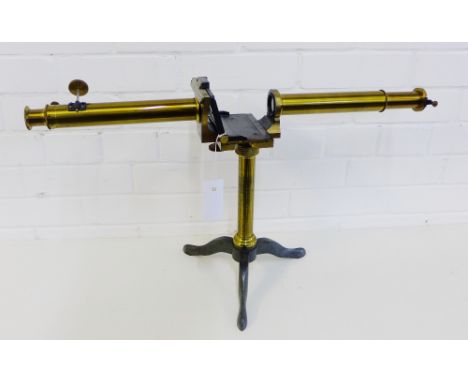 A Pellin of Paris brass lacquered micromphotometer spectrometer on tripod metal support 38 x 67cm 