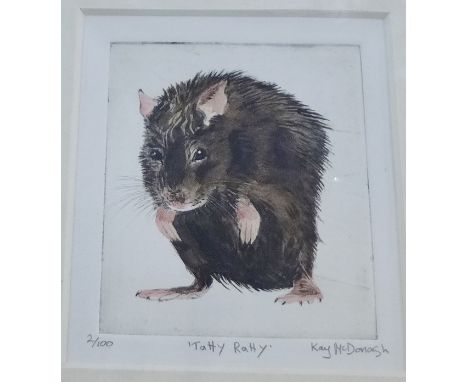 K. McDonna  'Tatty Ratty',  pencil signed coloured print, numbers 2/100, mounted but unframed, 21 x 25cm 
