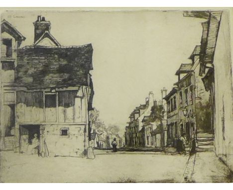 D.Y. Cameron  'Street Scene'  Etching, in a glazed frame, 19 x 15cm 