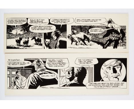 Garth: 'The Spanish Lady' (1976) two original artworks drawn and signed by Frank Bellamy for the D. Mirror No K 136 (undated)
