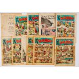 Dandy (1938-39) 34, 44, 54, 63, 64, 68, 70, 83, 91 99, 107. Well-worn, torn, taped, incomplete, some