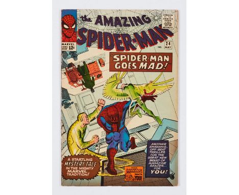 Amazing Spider-Man 24 (1965). Cents copy. High cover gloss, tiny lower cover corner piece missing. Tan interior covers, light