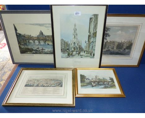 A Ltd. Repro Print of an engraving of Herefordshire by Dugdale, The Strand, Veduta del ponte e Castello Sant Angelo, a birds 