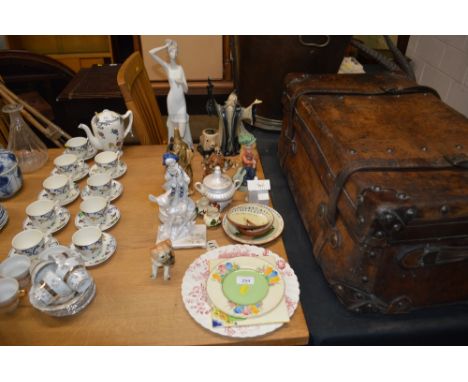 A Clarice Cliff "Bizarre" plate; a Clarice Cliff "Crocus" plate' together with various decorative china ornaments; mottoware 