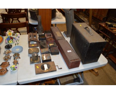 A collection of Magic Lantern slides and Magic Lantern parts 