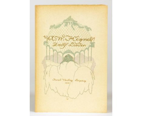Insel-Verlag - Alfred Walter Heymel. Zwölf Lieder (für meine Frau). Leipzig, Insel 1905. Mit illustriertem Doppeltitel und Ei