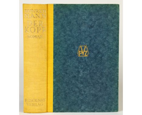 Heinrich Mann. Der Kopf. Roman. Berlin, Wien und Leipzig, Paul Zsolnay 1925. Gelber Originalhalbleinenband, Rückentitel und D