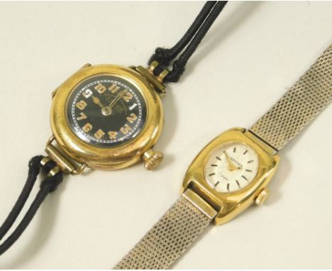 ROLEX ETC. A wristwatch in rolled gold case & with Rolex movement. The case numbered 1073475. The black dial named for S. Has