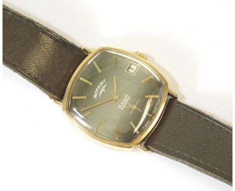 ROTARY WRISTWATCH. A gentleman's 9ct. gold cased Rotary wristwatch, the dial with date aperture & subsidiary seconds dial.Imp