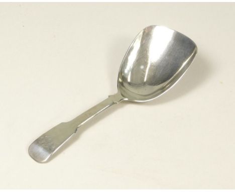 CADDY SPOON. A George III fiddle pattern caddy spoon by Joseph Willmore. Birmingham 1825.