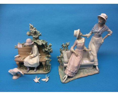 A large Lladro group and a Nao group