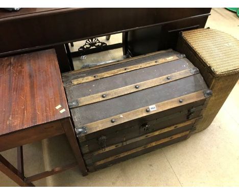 Lloyd Loom linen box, dome top trunk etc.