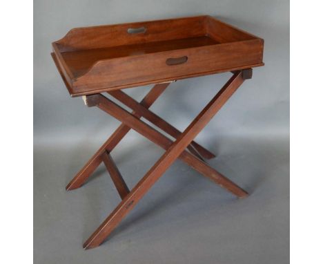 A 19th Century Mahogany Butler's Tray with folding stand 