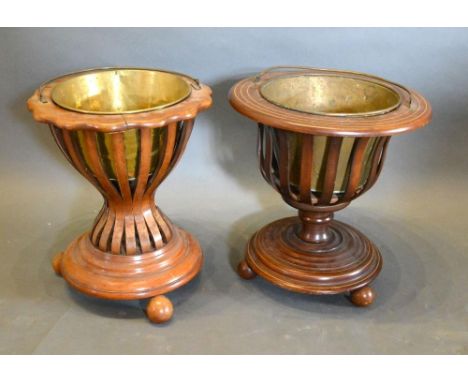 An Inlaid Jardiniere Stand of Lattice Form with Circular Base, together with another similar 