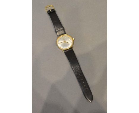 A 9 Carat Gold Cased Gentleman's Wristwatch by Eterna with leather strap 