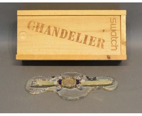 A Swatch Chandelier Ladies Wristwatch with original box and stand 