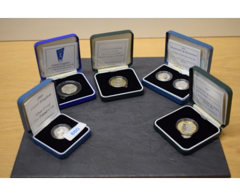 Royal Mint Proof Coins, 1999 Rugby World Cup and 2001 Wireless Bridge the Atlantic Marconi Two Pounds, 2001 Alderney &amp; Gu