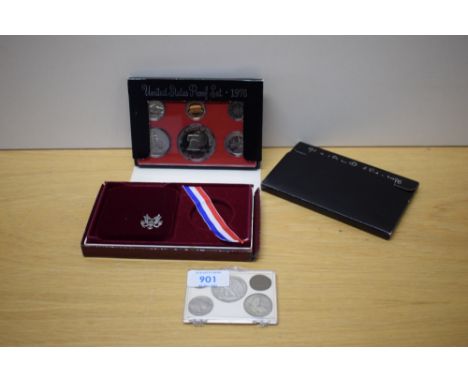 USA Coin Sets, Five Coin Set comprising 1943 Liberty Silver Half Dollar, 1930 Silver Quarter Dollar, 1935 Five Cent, 1945 Sil