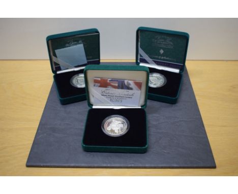 Three Royal Mint Silver Piedfort Crowns, 2000 Queen Mother Centenary Year Five Pounds x2 and 2004 100th Anniversary of the En