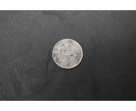 A George III 1820 British Colonial Anchor Coinage Silver 1/16th Dollar, British West Indies, XVI Anchor and Crown, COLONIAR B