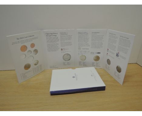 A Royal Mint 2024 UK Brilliant Uncirculated Annual Coin Set, 13 coins 1p to £5 on folding card with outer card sleeve