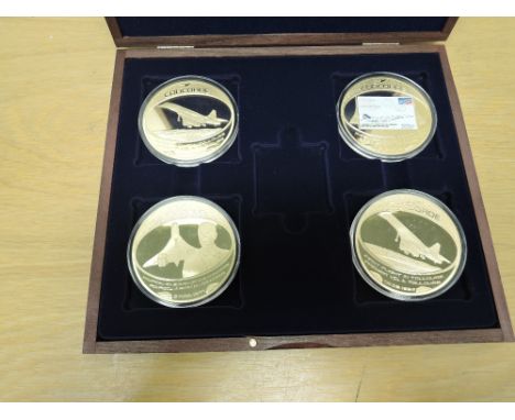 Four Westminster Mint Large Farewell and Thankyou Concorde Medallions, all in plastic capsules in fitted case with outer card