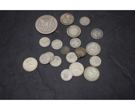 World Silver Coins Coins, Queen Victoria USA 1879 One Dollar 1944 &amp; 1953 Quarter Dollars, 1953 One Dime, French 1872, 191
