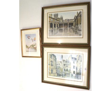 Two Louis Ward limited edition signed prints and a Terry Bevan signed print. The Ward examples depicting historical sites in 