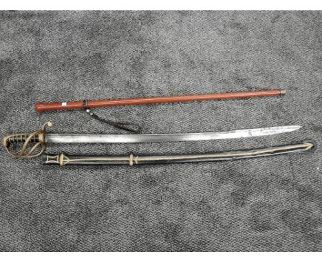 A possible 1821 pattern Light Cavalry Officer's Sword by Joseph Barlow of Litchfield, repainted hilt and scabbard and a possi