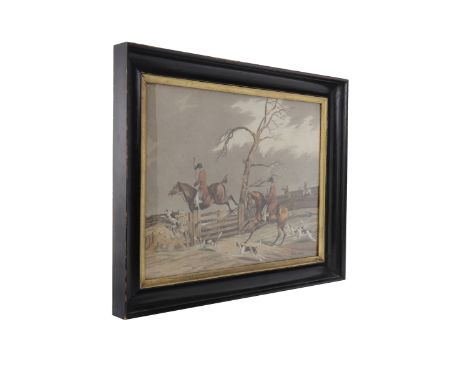 SET OF FOUR EARLY 19TH CENTURY FOX HUNTING AQUATINTSin the style of Dean Wolstenholme, hand coloured, 35cm x 45cm, framed and
