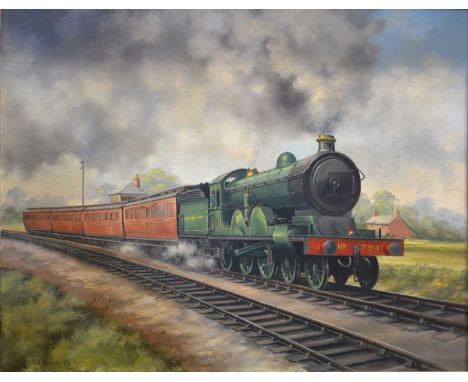 Geoffrey. R. Herickx, Steam Locomotive, North Eastern livery, No. 794,oil on canvas, signed,46x61cm; and another by the same 