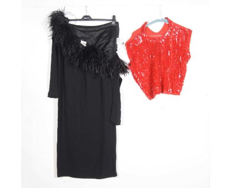 Evening dresses, tops and catsuits, to include Caroline Charles, Akirs, Celine, Hermes, Saint Laurent, Louis Feraud, Tricovil