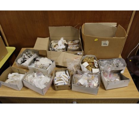 TWO BOXES OF ENAMEL PIN BADGES AND CUFFLINKS ETC.