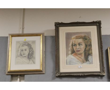 A FRAMED AND GLAZED PASTEL PORTRAIT STUDY OF A LADY, TOGETHER WITH A PENCIL EXAMPLE (2)