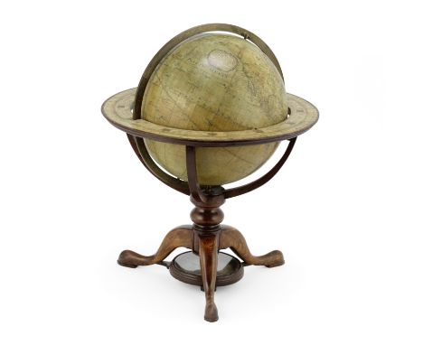 A George Adams Senior 12-inch Terrestrial Table Globe, English, circa 1766,the sphere with hand coloured gores and cartouche 