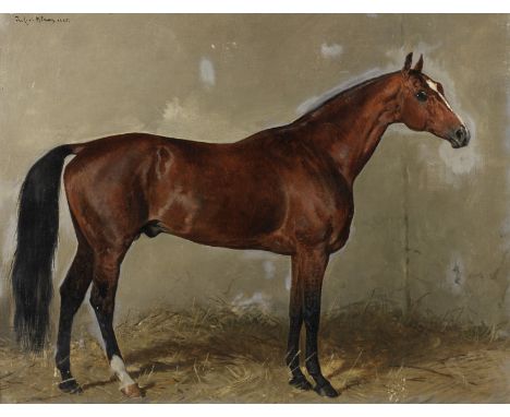 Julius von Blaas (Austrian, 1845-1923)Portrait of a chestnut horse in a stablesigned and dated 'Jul.v.Blaas.1885.' (upper lef