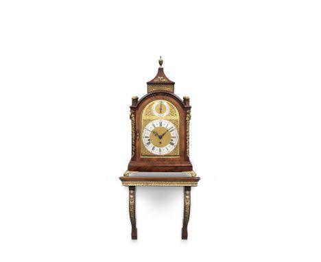 An early 19th century and later mahogany quarter chiming bracket clock with associated wall bracketsigned Robert Chassereau, 