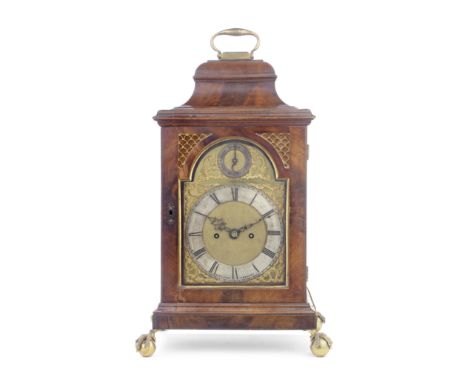 A late 19th century mahogany bell topped table clockthe dial signed Lowe &amp; Sons, Chesterthe case with moulded cornice, sh