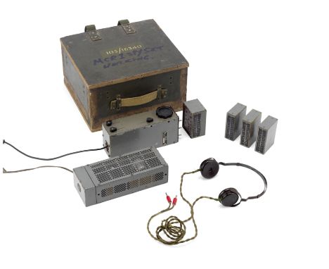 A Second World War MCR-1 'Biscuit Tin' Spy Radio Receiver,British, 1940s,Receiver Serial No. 76534,, the receiver with dials 
