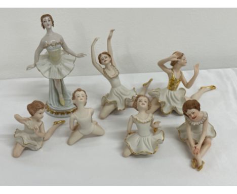 Seven Campoly Porcelain Bisque Ballerina figurine ornaments
