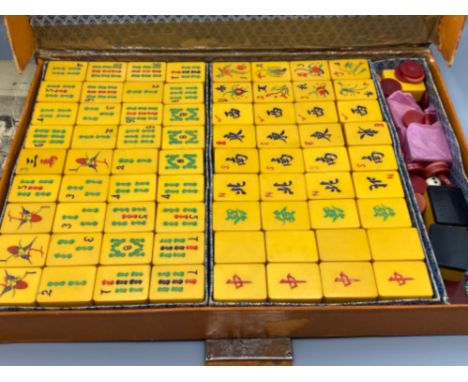 Vintage Mahjong set in original orange box