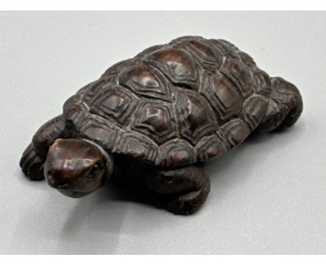 Japanese hand carved Netsuke, in the form of a Tortoise, signed on base, L6cm x W4cm