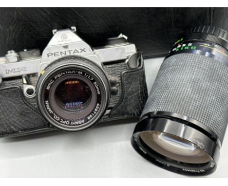 Pentax MX 35mm SLR film camera in good condition, also includes accessories