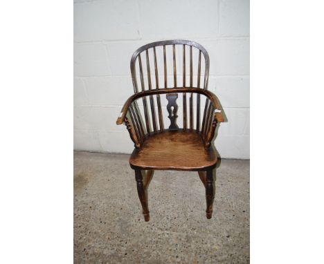 19TH CENTURY ELM STICK BACK CHAIR, WIDTH APPROX 54CM MAX