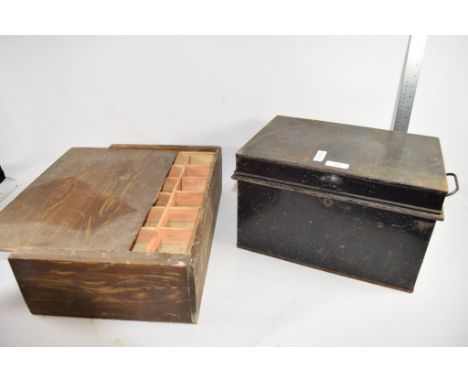 METAL TRUNK TOGETHER WITH FURTHER WOODEN BOX
