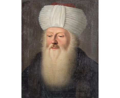 ALI (Maler 18./19. Jh.), "Bärtiger Herr mit Turban und Pelzkragen", Brustbildnis, linksseitig signiert/monogrammiert und dati