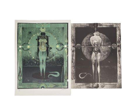 WUNDERLICH, PAUL (1927-2010) (2) Grafiken „Adam“ & "Eva I", Adam: Lithographie, 80/100, sig., HxB: 65,5/50,5 cm, Leichte Alte
