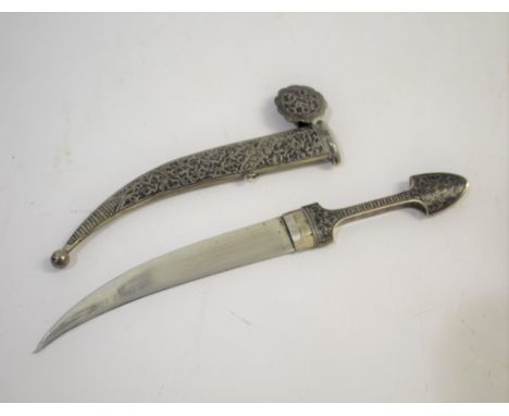 RUSSIAN SILVER &amp; NIELLO DAGGER &amp; SCABBARD a Russian provincial kindjal type dagger circa 1908-1917, with a silver and