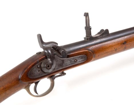1858 TOWER PERCUSSION MILITARY GUN a 1858 Tower percussion 3 band Enfield type long gun, smooth bore .577 bore size. In origi